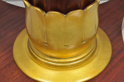 Vintage French Regency Style Mahogany & Gold Gilt Plume Table Pedestal Base (B)