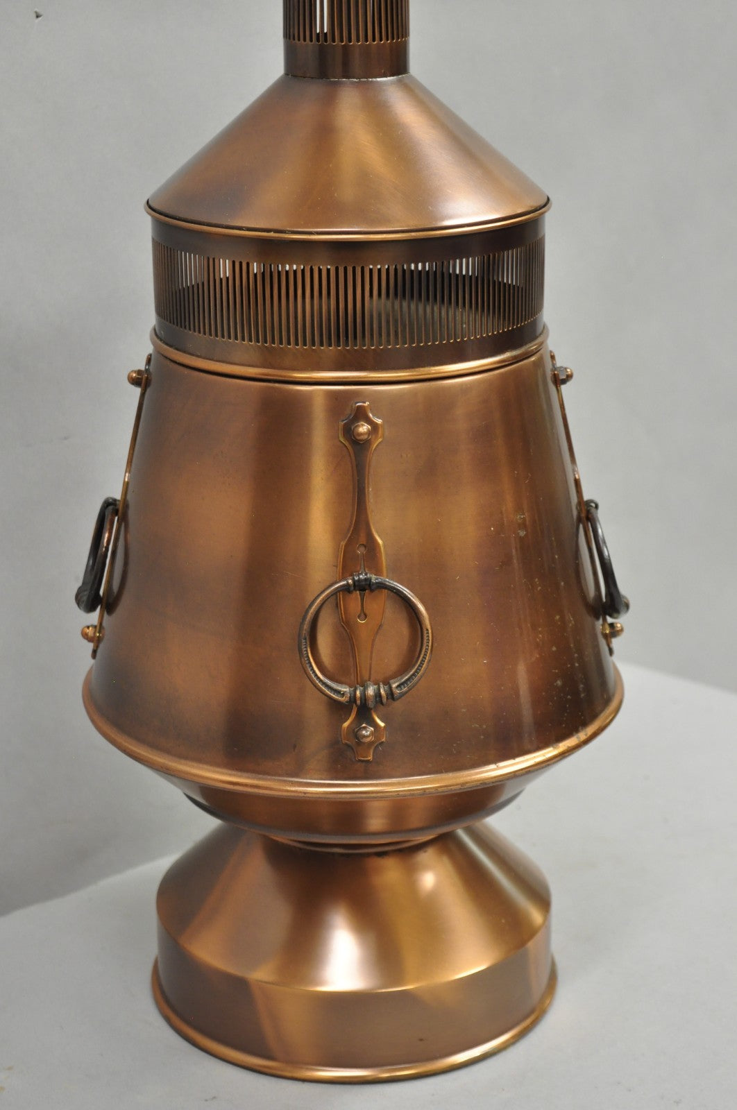 Vintage Industrial Mid Century Modern Copper Metal "Ship Turbine" Table Lamp