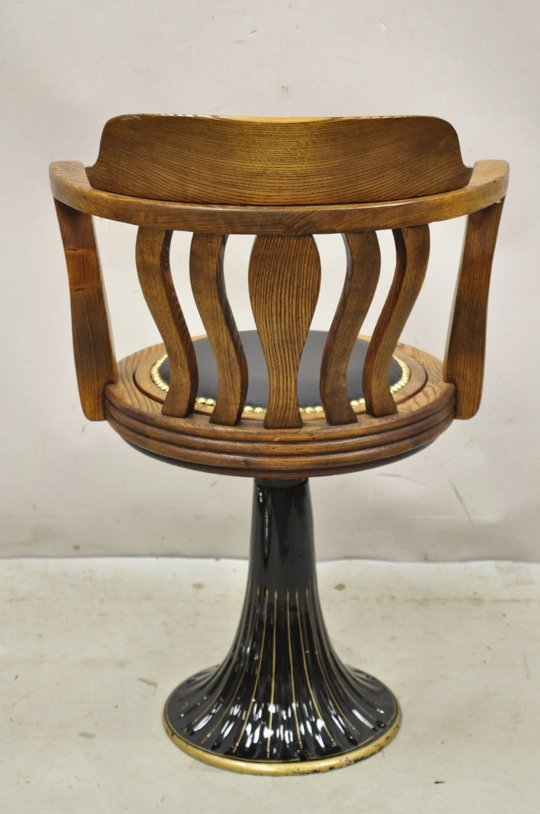 Antique JB Van Sciver Oak Wood Swivel Ship Captains Courthouse Bankers Arm Chair