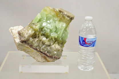 Large Green Calcite Quartz Mineral Geode Specimen Sculpture by Brenda Houston