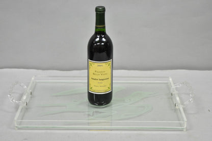 Vintage Mid Century Modern Dorothy Thorpe Style Etched Glass Bird Acrylic Tray