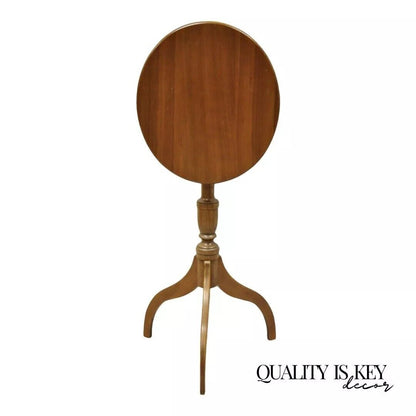 Sheraton Federal Style Solid Cherry Wood Oval Tilt Top Tea Table by Norm Baylis