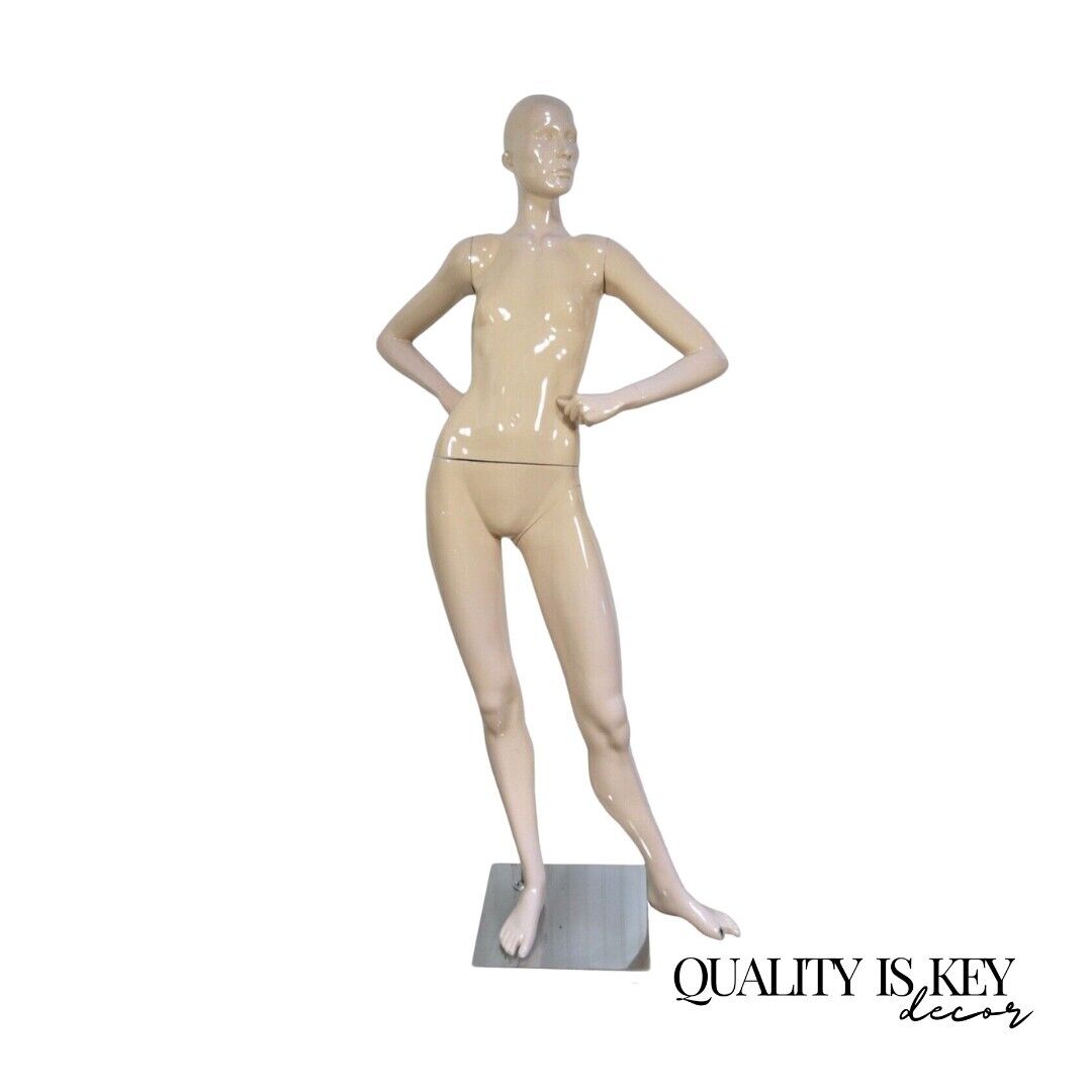 Vintage Female Woman Fiberglass Full Mannequin Dress Form Display on Stand