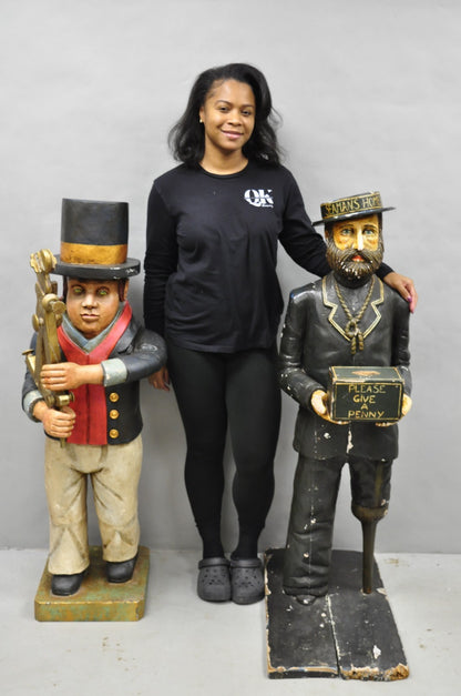 54" Tall Maritime Nautical Wood Peg Leg Seaman Bank Figure "Please Give a Penny"