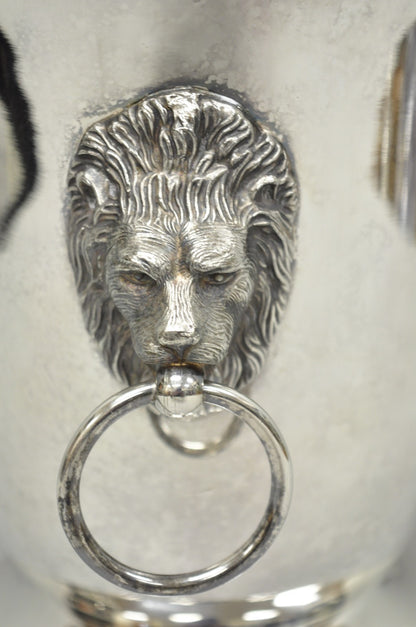 Vintage English Regency Silver Plated Lion Head Champagne Chiller Ice Bucket