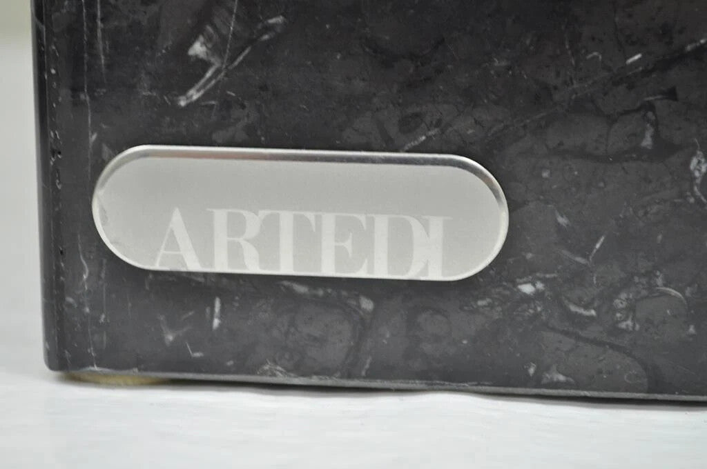 Vintage Artedi Italian Modern Brass Marble Glass Cantilever Accent Side Table