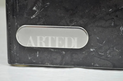 Vintage Artedi Italian Modern Brass Marble Glass Cantilever Accent Side Table