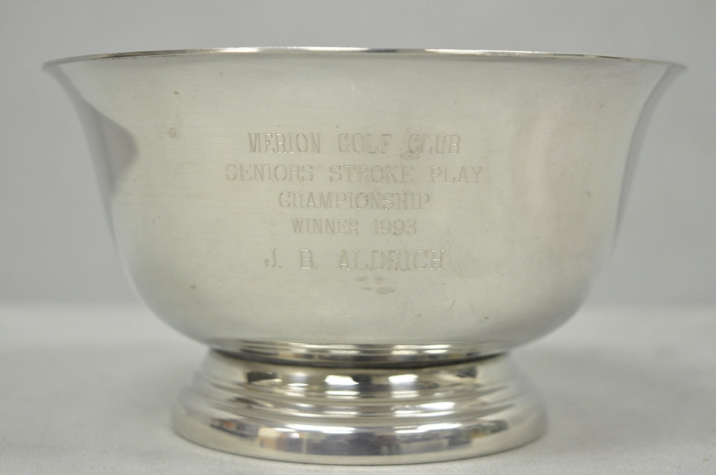 Vintage Regency Style Silver Plated Pewter 1993 Merion Golf Club Award Bowl