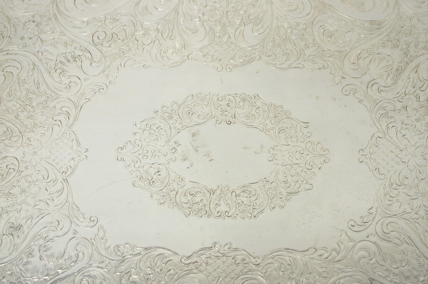 Vintage Sheridan English Victorian Silver Plated Footed Serving Platter Bar Tray