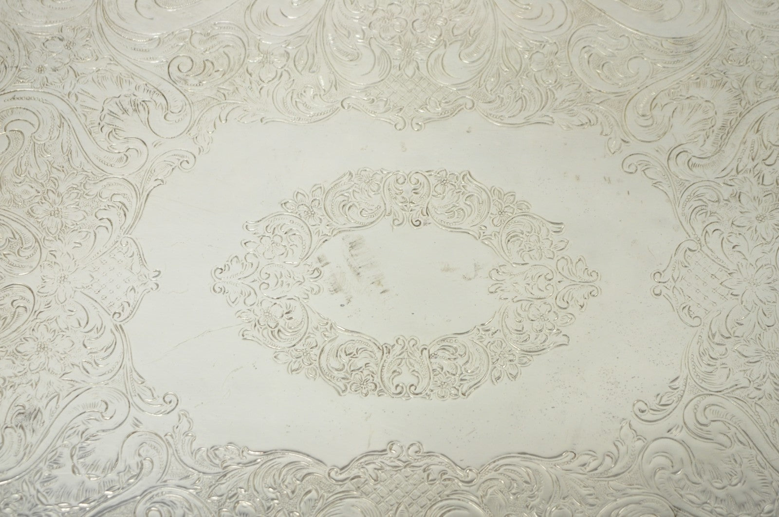 Vintage Sheridan English Victorian Silver Plated Footed Serving Platter Bar Tray