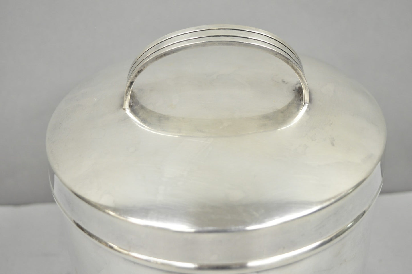 Vintage Fisher Mid Century Modern Art Deco Silver Plated Lidded Ice Bucket