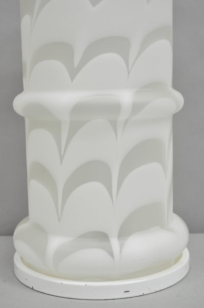 Vintage Murano Mazzega Style White Frosted Swirl Glass Large Table Lamp
