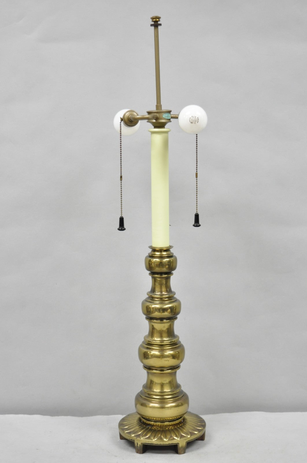 Vintage Stiffel Hollywood Regency Tall Brass Candlestick Column Table Lamp