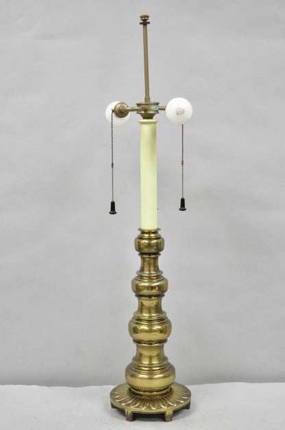 Vintage Stiffel Hollywood Regency Tall Brass Candlestick Column Table Lamp