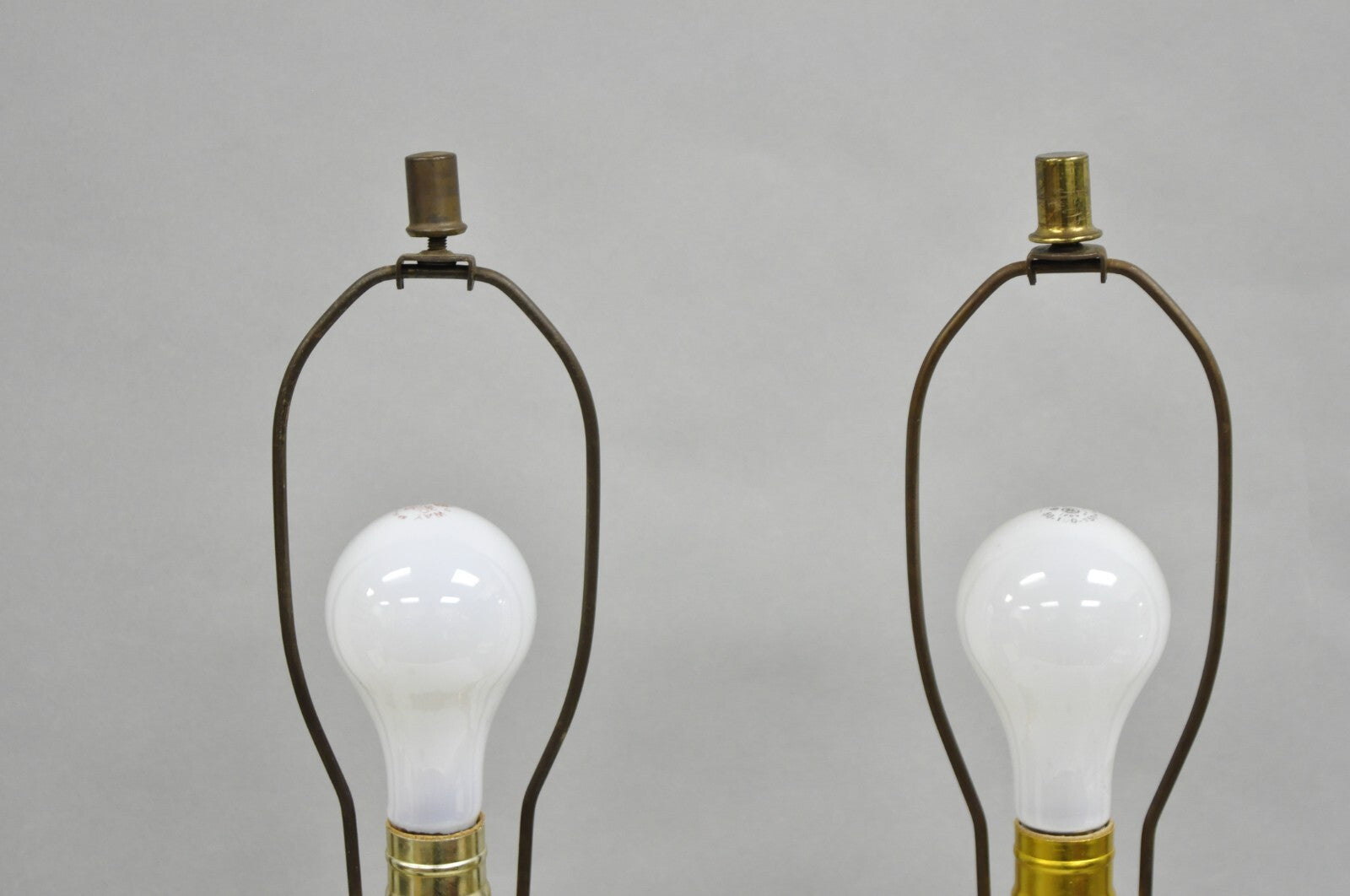Vintage French Empire Baroque Ornate Brass Candlestick Table Lamps - a Pair