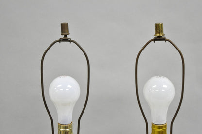 Vintage French Empire Baroque Ornate Brass Candlestick Table Lamps - a Pair