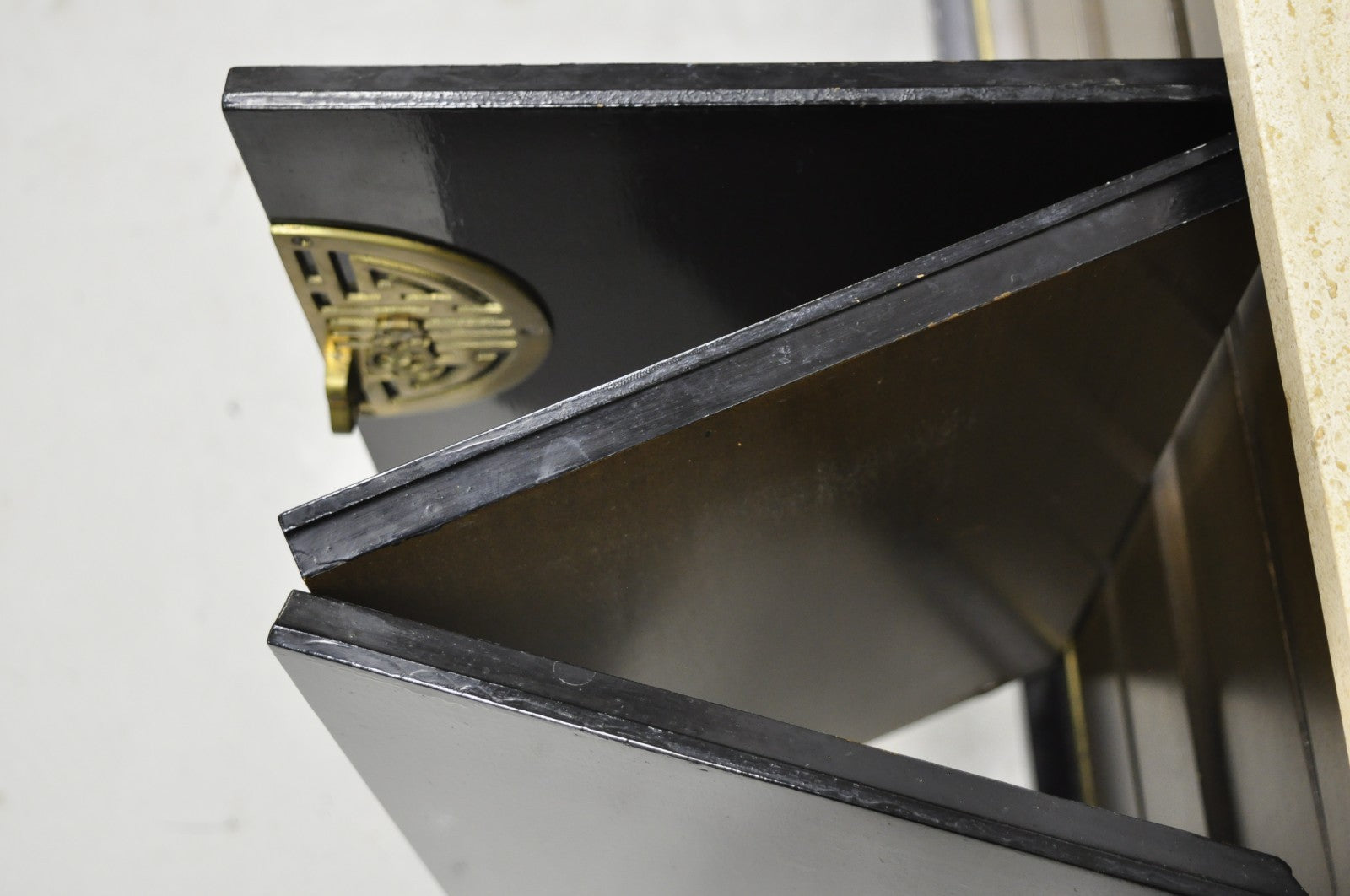 Paul McCobb for Calvin Irwin Travertine Top Black Mahogany Sideboard Credenza