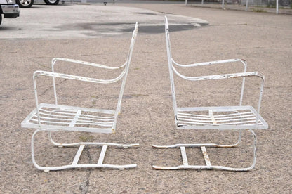 Antique Woodard Orleans Pattern Wrought Iron Patio Bouncer Lounge Chair - a Pair