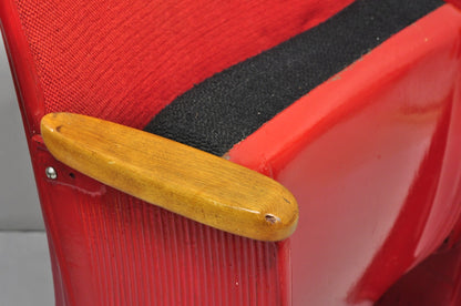 Antique Art Deco Red Painted Authentic Upholstered Movie Theater Chair