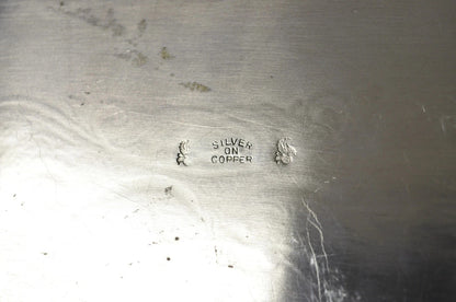 Vintage English Victorian Silver Plated Twin Handle Serving Platter Bar Tray