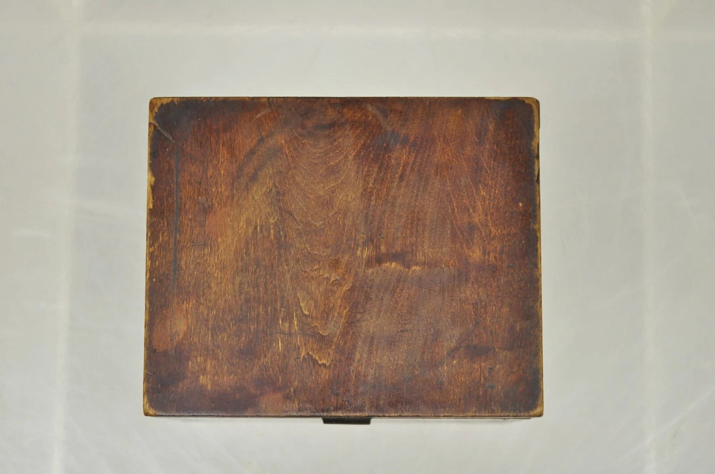 Antique English Victorian Dovetailed Walnut Tea Caddy Small Desk Trinket Box