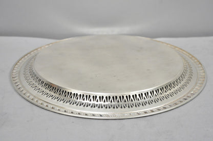 Vintage Leonard Silver Plated Pierced Gallery 12" Round Serving Platter Tray