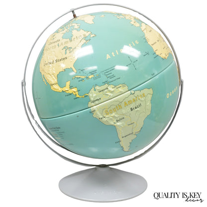 Vintage Nystrom 16" Large Sculptural Relief Classroom Double Axis World Globe