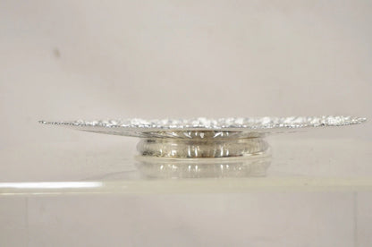 English Edwardian Grapevine Repousse Silver Plated "P" Round Serving Platter