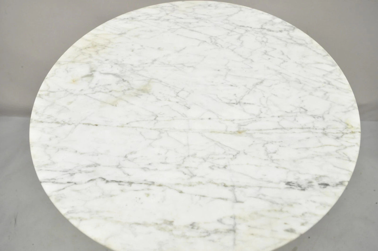 Mid Century Modern Hugh Acton Round Marble Top Chrome Lollipop Drinks Side Table