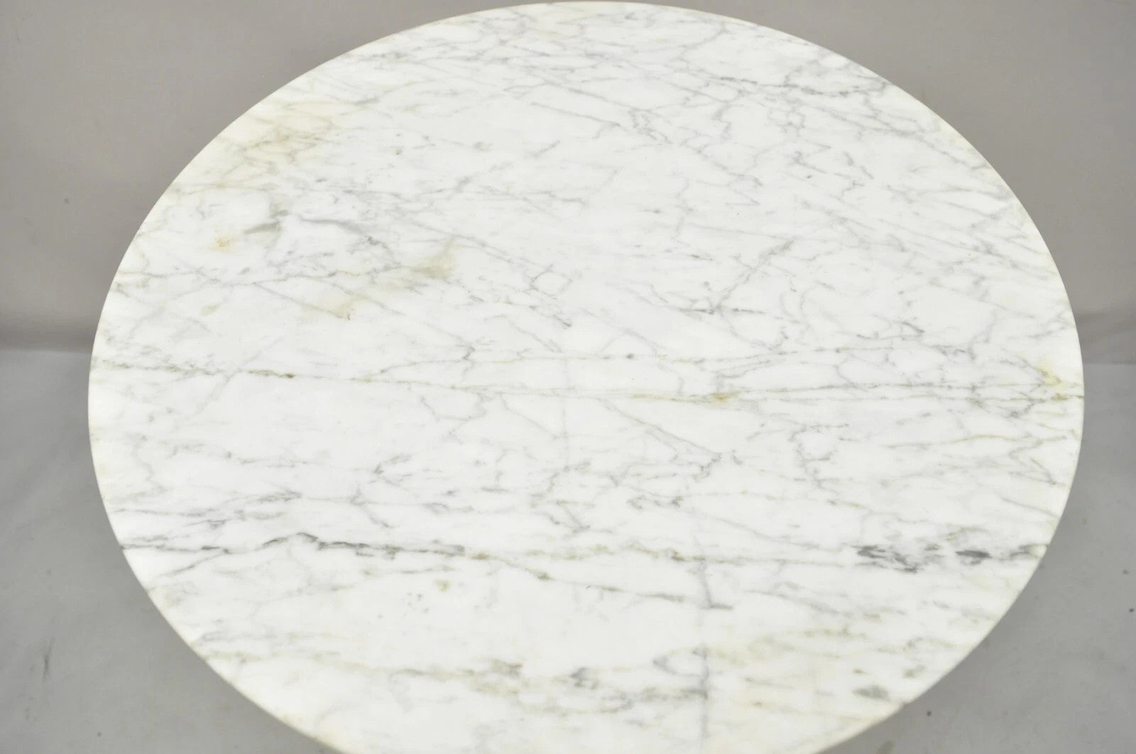 Mid Century Modern Hugh Acton Round Marble Top Chrome Lollipop Drinks Side Table