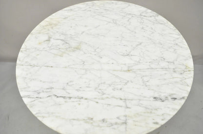 Mid Century Modern Hugh Acton Round Marble Top Chrome Lollipop Drinks Side Table