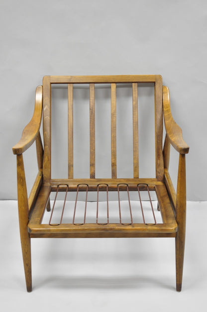 Vintage Mid Century Modern Danish Style Sculptural Walnut Lounge Arm Chair