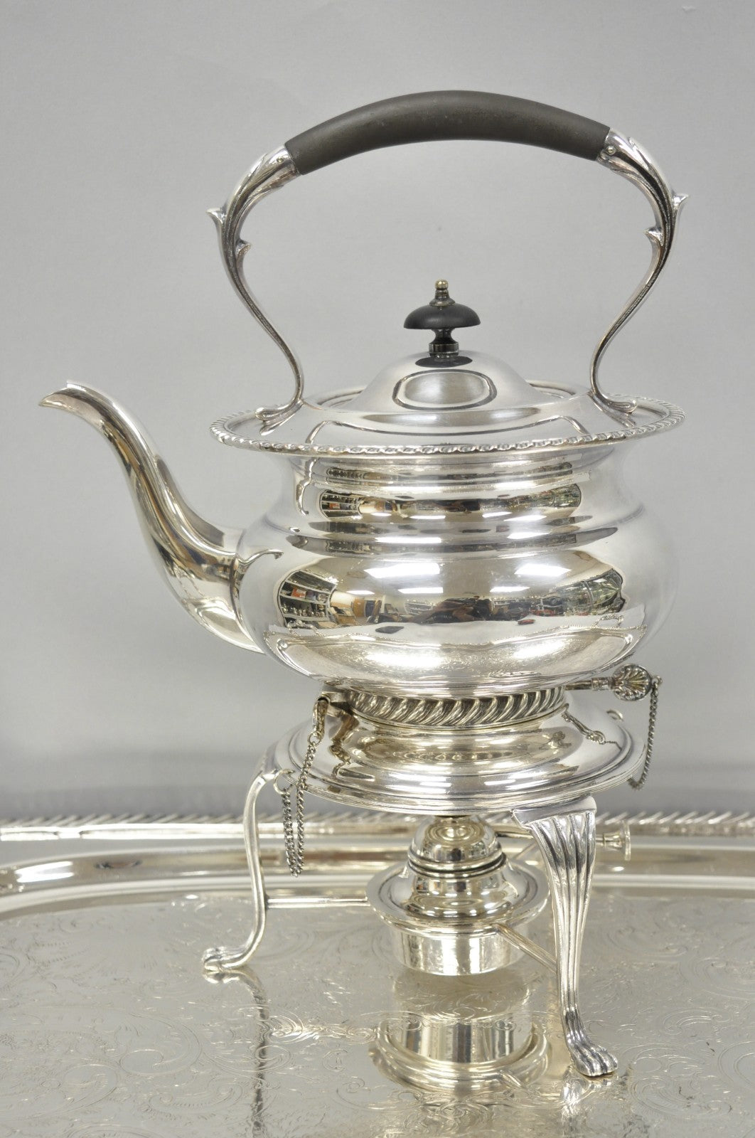 Vintage English Sheffield Edwardian Silver Plated Tea Set w/ Tilting Pot 7 Pcs
