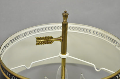 Vintage French Country Brass Tole Metal Shade Bouillotte Candlestick Table Lamp