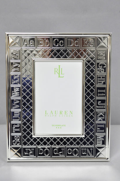 Ralph Lauren Silver Plated 4x6 Picture Frame MacKenzie Quilt Alphabet Motif NIB