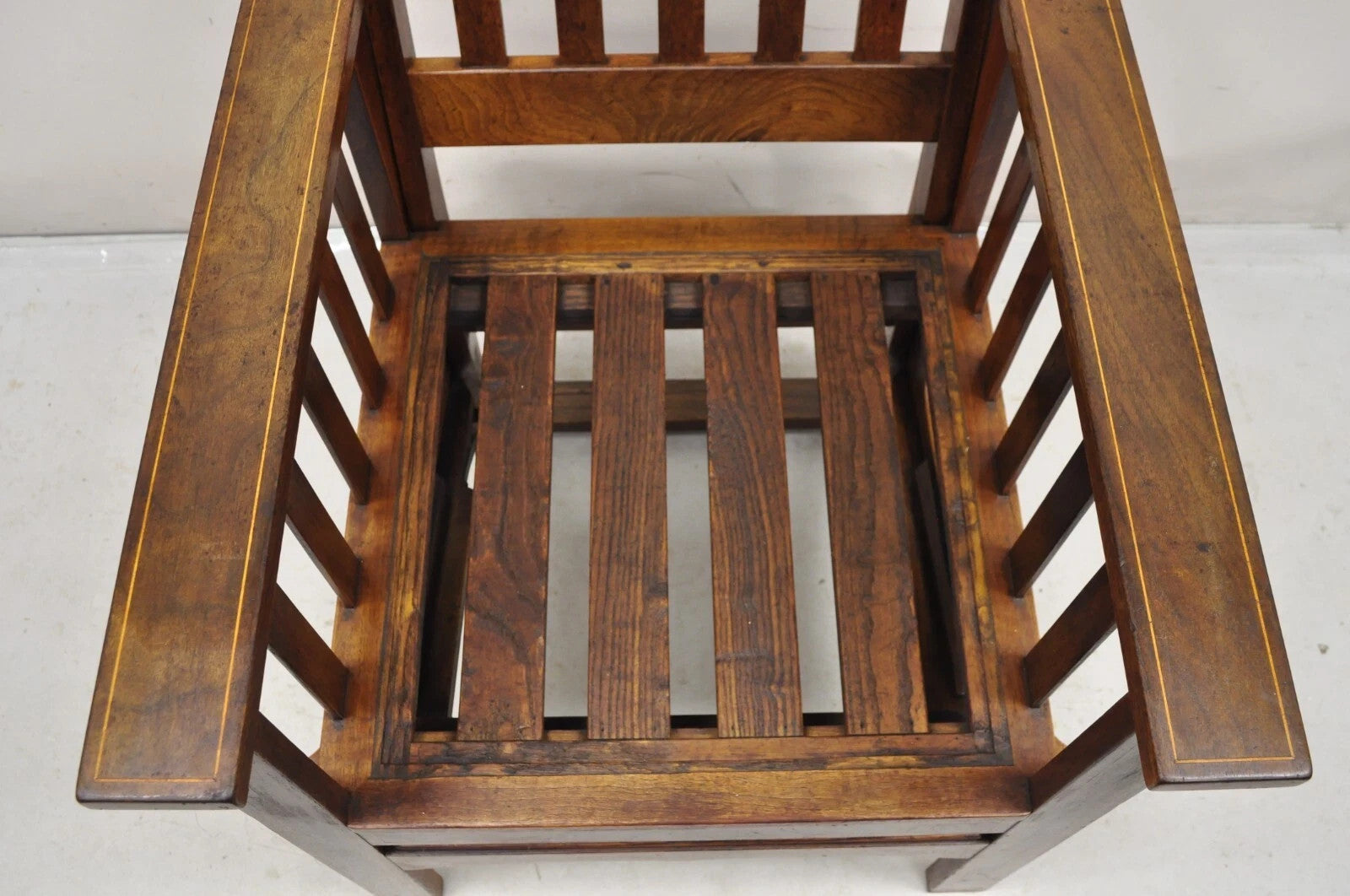 Antique Edwardian Mahogany Mechanical Reclining Slatted Morris Lounge Arm Chair