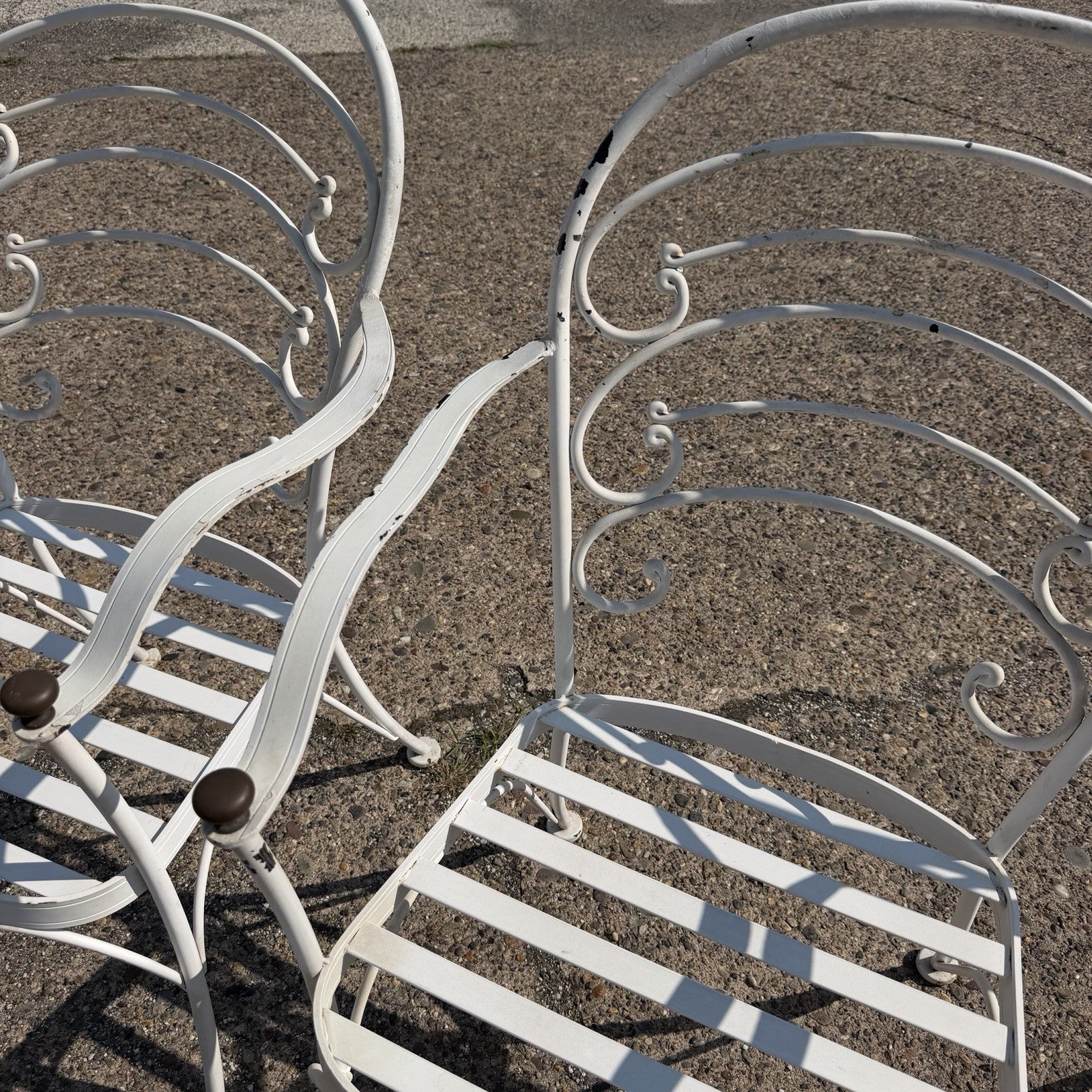 Wrought Iron Scrolling Patio Dining Arm Chairs by Crown Leisure - Set of 4