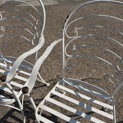 Wrought Iron Scrolling Patio Dining Arm Chairs by Crown Leisure - Set of 4