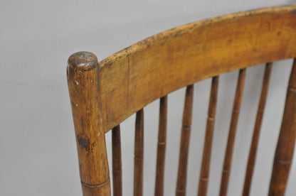 Antique Primitive Rustic French Farmhouse Wooden Faux Bamboo Side Chair