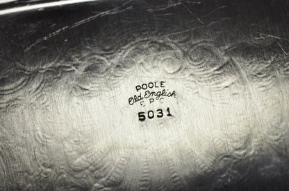 Vintage Old English Poole Silver Plated Footed Narrow Serving Platter Bar Tray