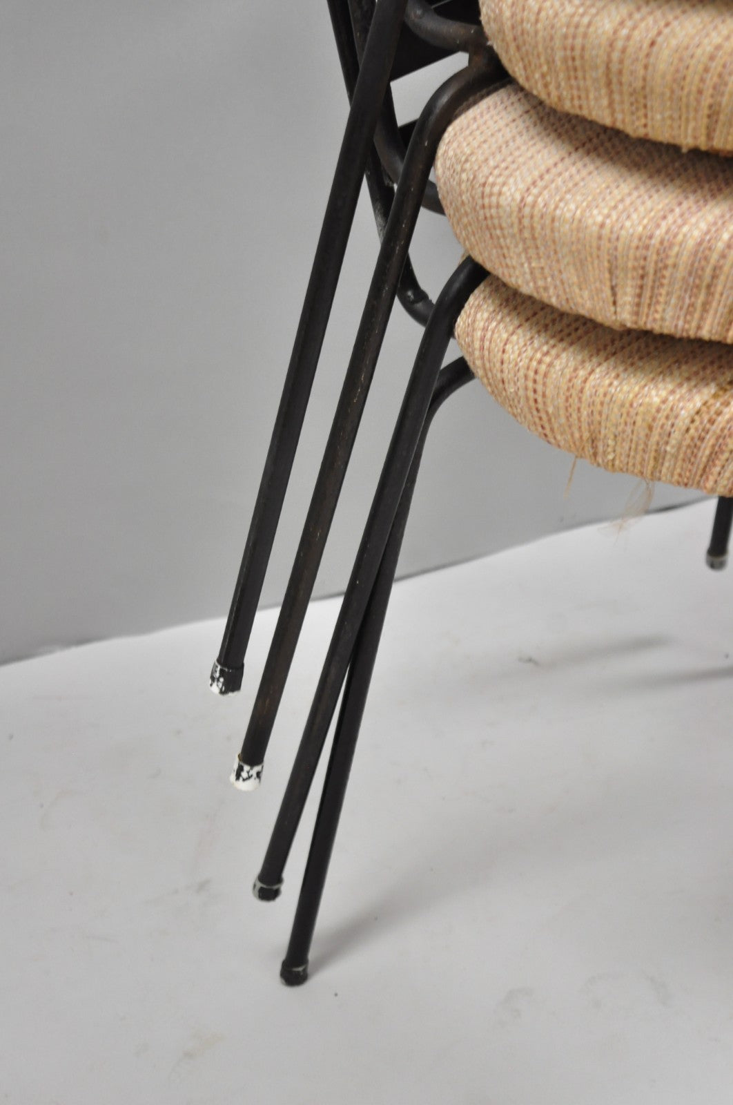Vintage Arthur Umanoff Wrought Iron Ladder Back MCM Dining Chairs - Set of 4
