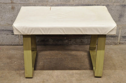 Vintage Mid Century Modern Green Painted Art Deco Vanity Bench Stool Ottoman