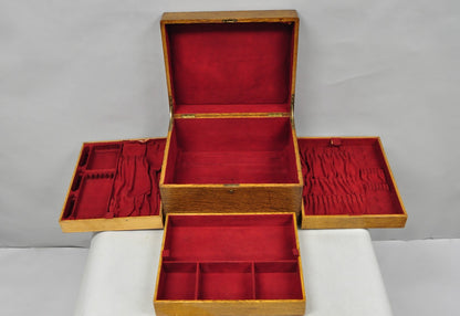 Antique Arts & Crafts Quartersawn Oak Fitted Silverware Case Flatware Chest Box
