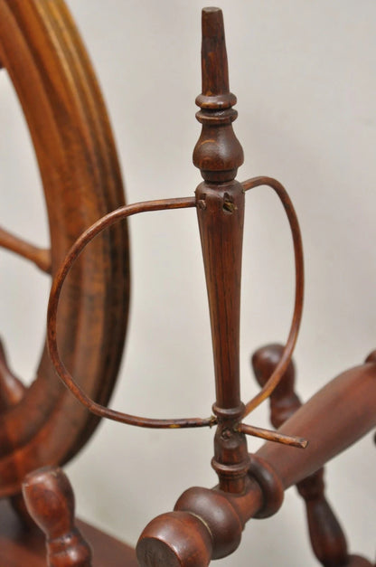 Antique Canadian Country Primitive Pine Wood Colonial Wooden Spinning Wheel