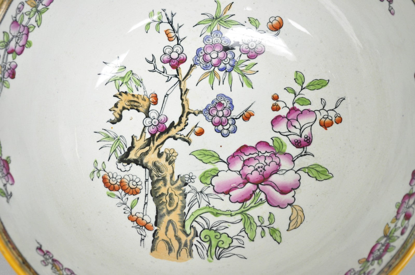 Antique Edge Malkin & Co Indian Tree English Transferware Porcelain Serving Bowl