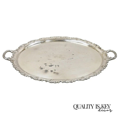 Vintage Alpacca Victorian Silver Plated (2) Handle Oval Serving Platter Bar Tray