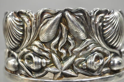 Vintage English Victorian Nautical Seashell Silver Plated Wine Bottle Coaster