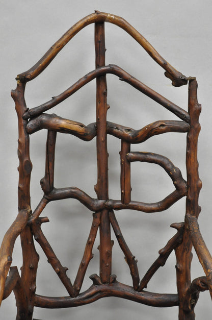 Antique Folk Art Handmade Wooden Twig Branch Adirondack Small Childs Chair
