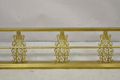 Antique Victorian Brass Scroll Accented 58" Fireplace Hearth Fender Surround