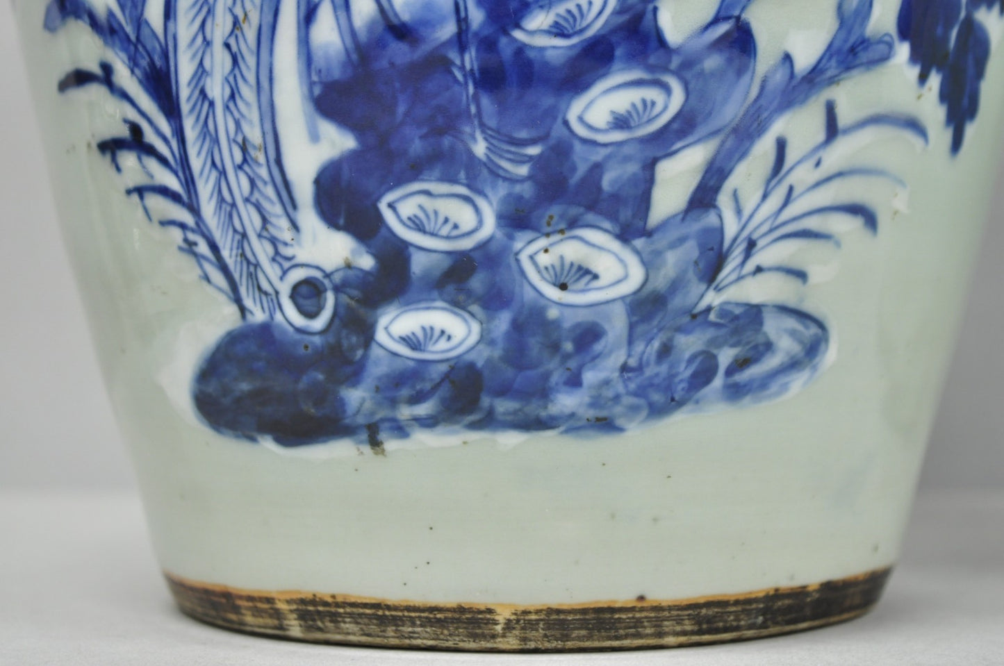 Antique Chinese Phoenix Bird Celadon Green Porcelain Covered Ginger Jar - Pair
